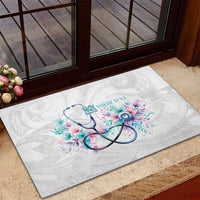 New Zealand Nurses RN Personalised Rubber Doormat Stethoscope Floral Maori Motif LT9 - Polynesian Pride
