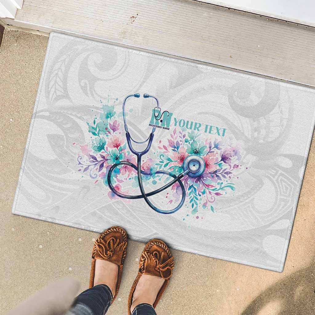 New Zealand Nurses RN Personalised Rubber Doormat Stethoscope Floral Maori Motif LT9 - Polynesian Pride