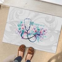 New Zealand Nurses RN Personalised Rubber Doormat Stethoscope Floral Maori Motif LT9 - Polynesian Pride