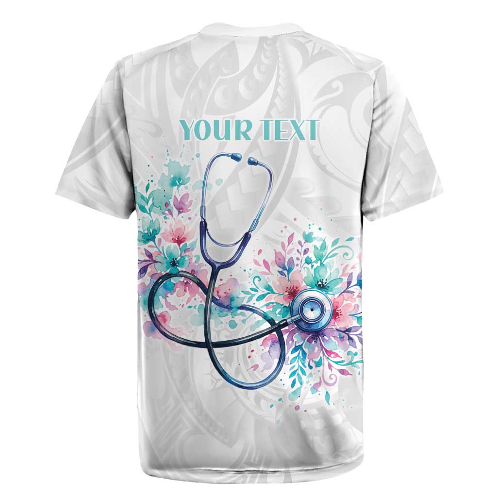New Zealand Nurses RN Personalised Rugby Jersey Stethoscope Floral Maori Motif LT9 - Polynesian Pride