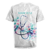 New Zealand Nurses RN Personalised Rugby Jersey Stethoscope Floral Maori Motif LT9 - Polynesian Pride