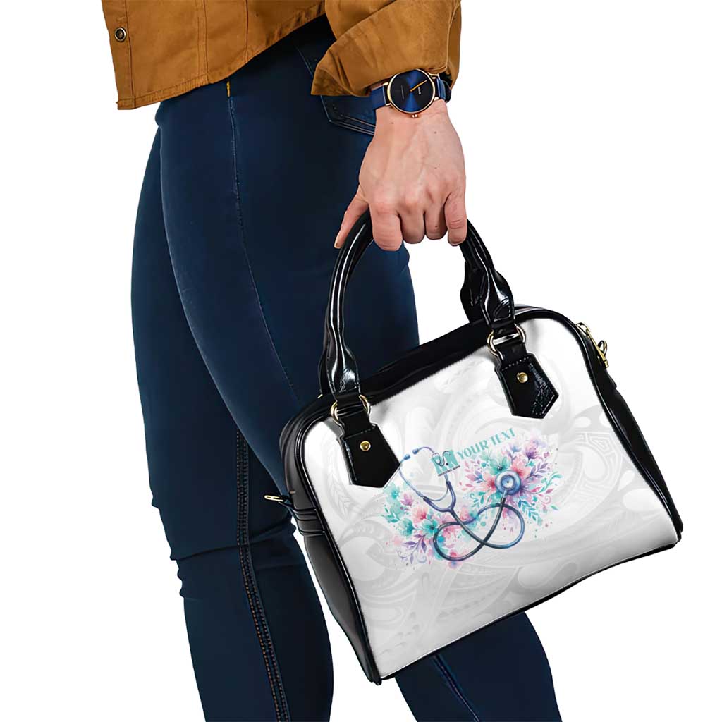 New Zealand Nurses RN Personalised Shoulder Handbag Stethoscope Floral Maori Motif LT9 - Polynesian Pride