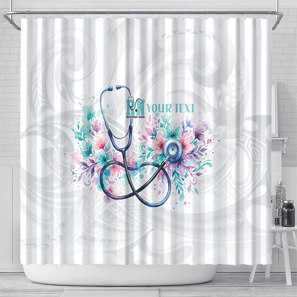New Zealand Nurses RN Personalised Shower Curtain Stethoscope Floral Maori Motif LT9 - Polynesian Pride