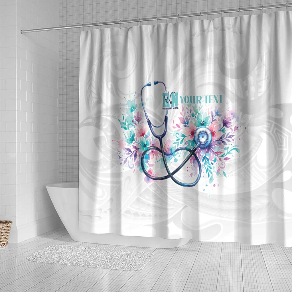 New Zealand Nurses RN Personalised Shower Curtain Stethoscope Floral Maori Motif LT9 - Polynesian Pride