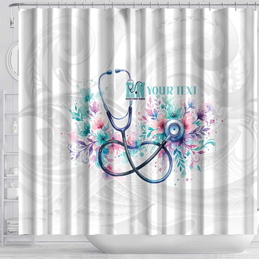 New Zealand Nurses RN Personalised Shower Curtain Stethoscope Floral Maori Motif LT9 - Polynesian Pride