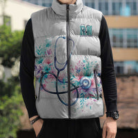 New Zealand Nurses RN Personalised Sleeveless Puffer Jacket Stethoscope Floral Maori Motif LT9 - Polynesian Pride