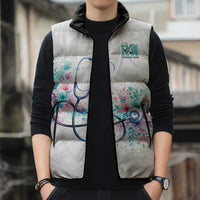 New Zealand Nurses RN Personalised Sleeveless Puffer Jacket Stethoscope Floral Maori Motif LT9 - Polynesian Pride