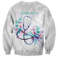 New Zealand Nurses RN Personalised Sweatshirt Stethoscope Floral Maori Motif LT9 - Polynesian Pride