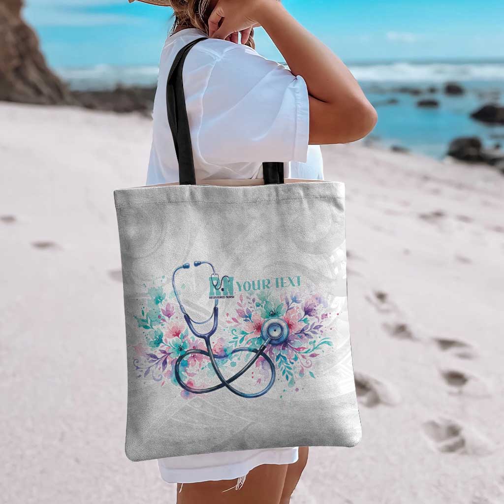 New Zealand Nurses RN Personalised Tote Bag Stethoscope Floral Maori Motif LT9 - Polynesian Pride
