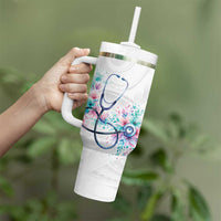 New Zealand Nurses RN Personalised Tumbler With Handle Stethoscope Floral Maori Motif LT9 - Polynesian Pride