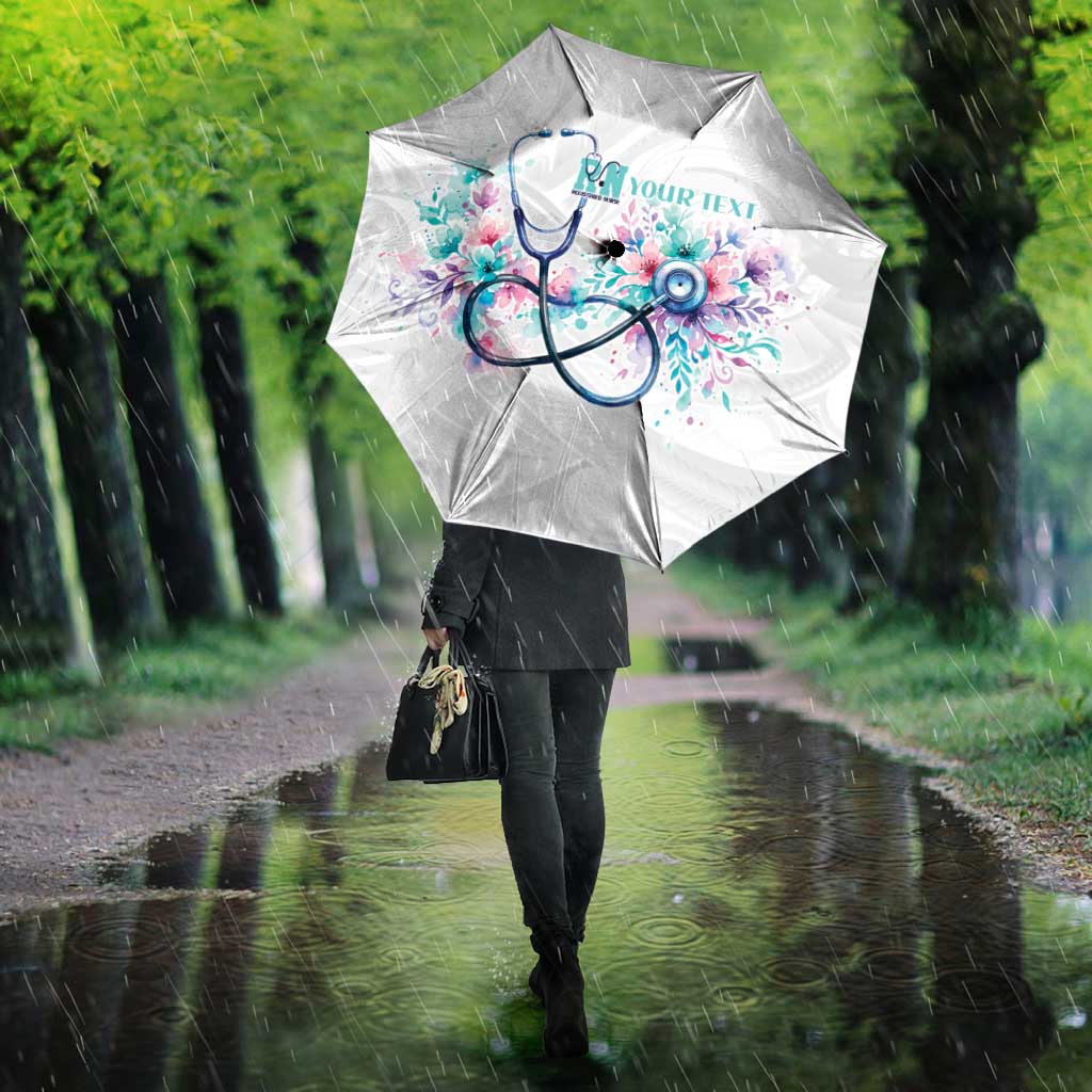 New Zealand Nurses RN Personalised Umbrella Stethoscope Floral Maori Motif LT9 - Polynesian Pride