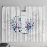 New Zealand Nurses RN Personalised Window Curtain Stethoscope Floral Maori Motif