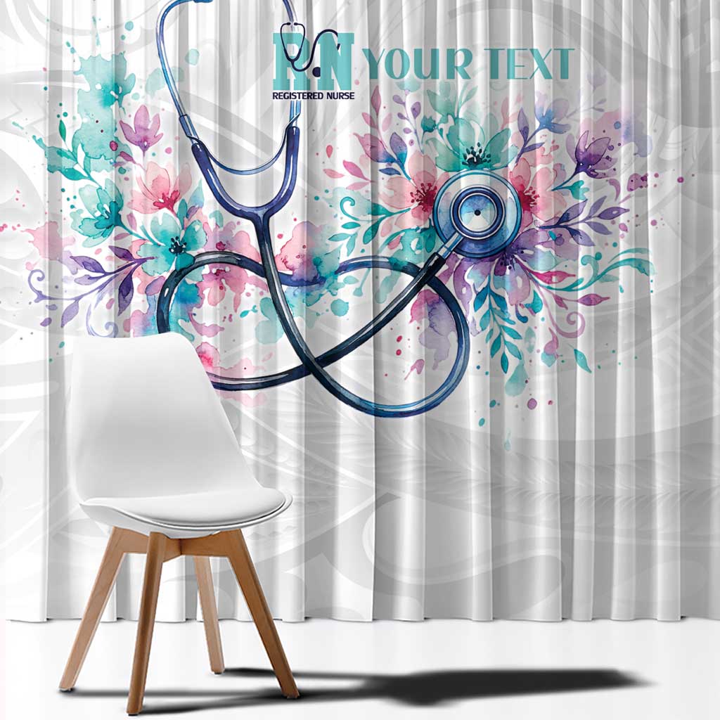 New Zealand Nurses RN Personalised Window Curtain Stethoscope Floral Maori Motif