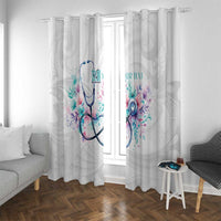 New Zealand Nurses RN Personalised Window Curtain Stethoscope Floral Maori Motif