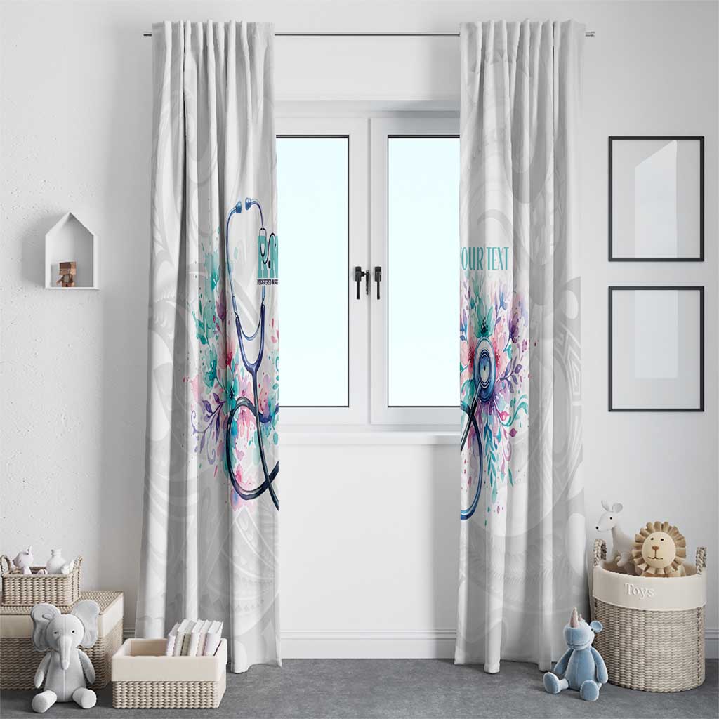 New Zealand Nurses RN Personalised Window Curtain Stethoscope Floral Maori Motif