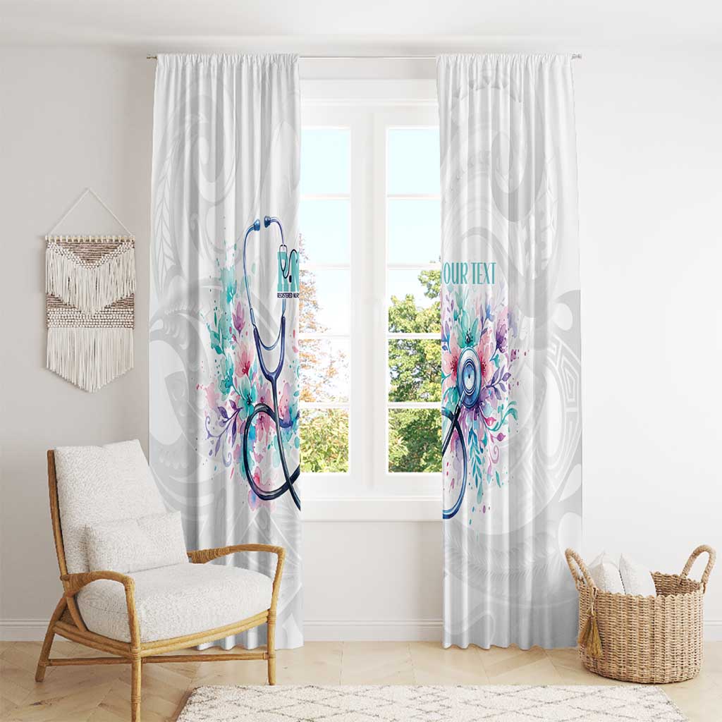 New Zealand Nurses RN Personalised Window Curtain Stethoscope Floral Maori Motif