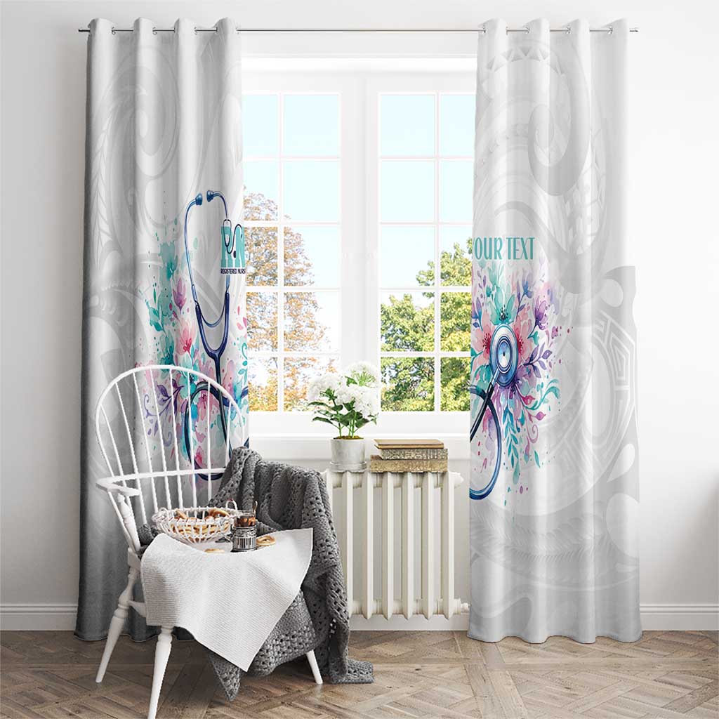 New Zealand Nurses RN Personalised Window Curtain Stethoscope Floral Maori Motif