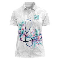 New Zealand Nurses RN Personalised Women Polo Shirt Stethoscope Floral Maori Motif