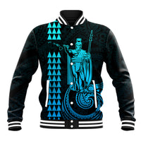 Custom Hawaii Baseball Jacket King Kamehameha - Aqua LT9 Unisex Aqua - Polynesian Pride