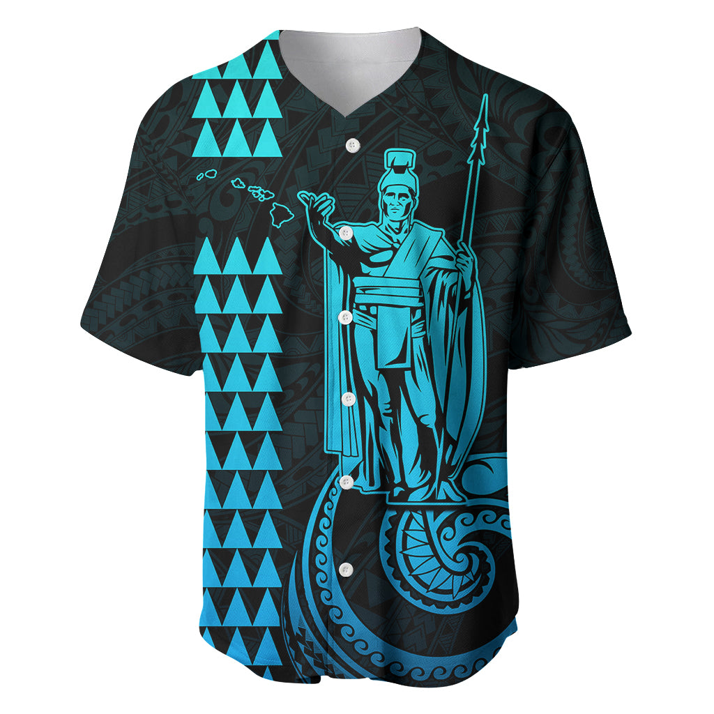 Custom Hawaii Baseball Jersey King Kamehameha - Aqua LT9 Aqua - Polynesian Pride