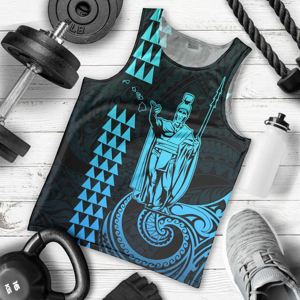 Custom Hawaii Men Tank Top King Kamehameha - Aqua LT9 Aqua - Polynesian Pride