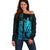 Custom Hawaii Off Shoulder Sweater King Kamehameha - Aqua LT9 Women Aqua - Polynesian Pride