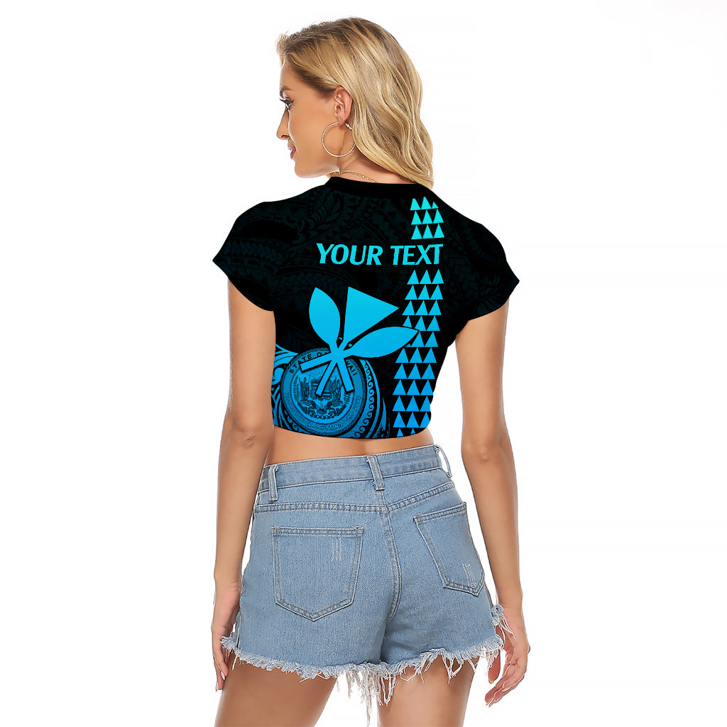 Custom Hawaii Raglan Cropped T Shirt King Kamehameha - Aqua LT9 - Polynesian Pride