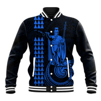 Custom Hawaii Baseball Jacket King Kamehameha - Blue LT9 Unisex Blue - Polynesian Pride