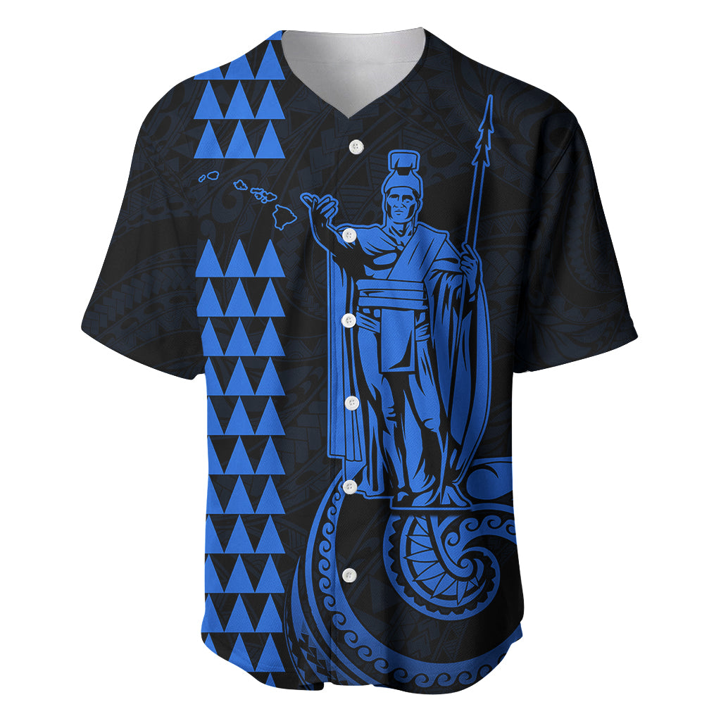 Custom Hawaii Baseball Jersey King Kamehameha - Blue LT9 Blue - Polynesian Pride