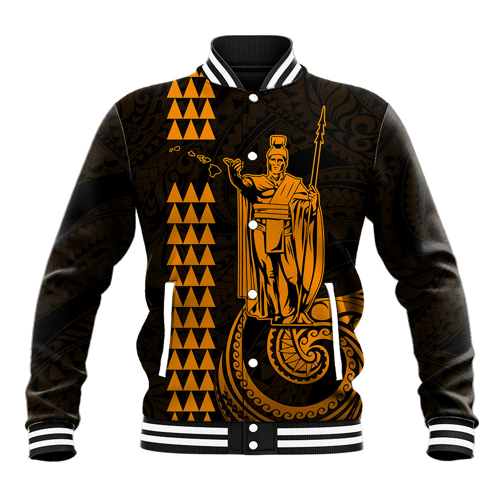 Custom Hawaii Baseball Jacket King Kamehameha - Gold LT9 Unisex Gold - Polynesian Pride