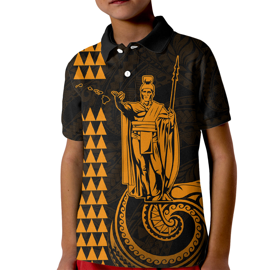 Custom Hawaii Kid Polo Shirt King Kamehameha - Gold LT9 Kid Gold - Polynesian Pride