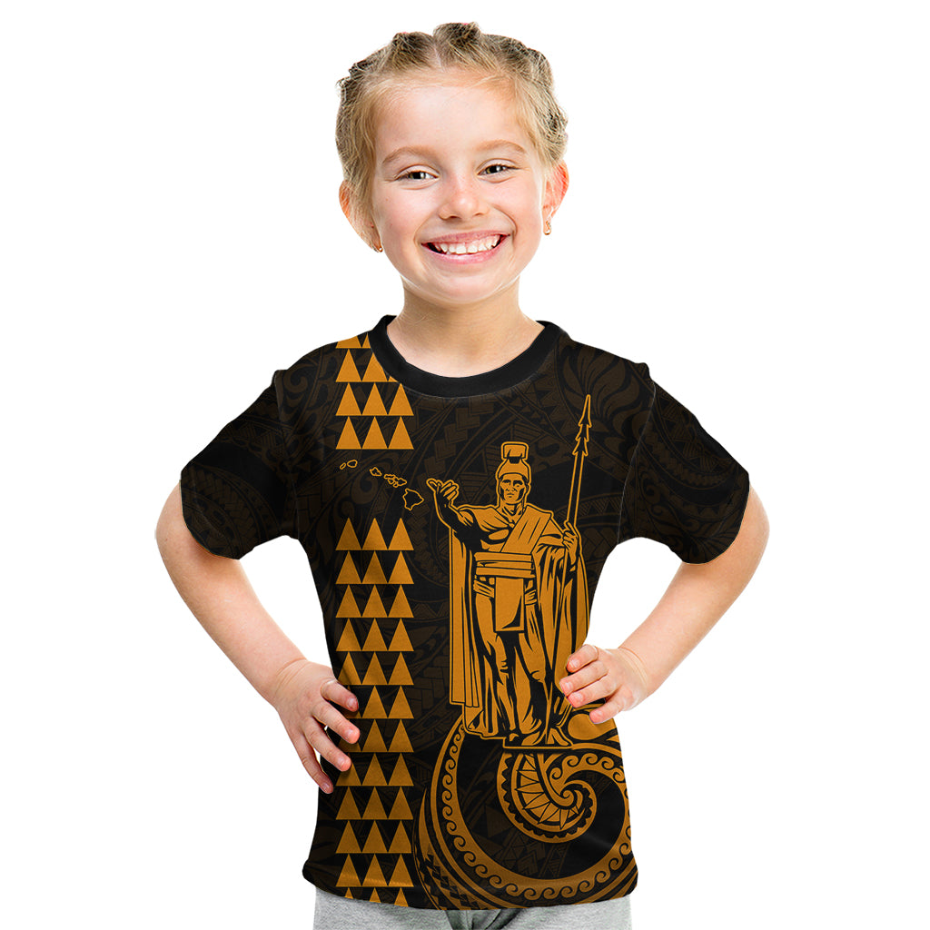 Custom Hawaii Kid T Shirt King Kamehameha - Gold LT9 Gold - Polynesian Pride