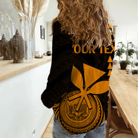 Custom Hawaii Women Casual Shirt King Kamehameha - Gold LT9 - Polynesian Pride