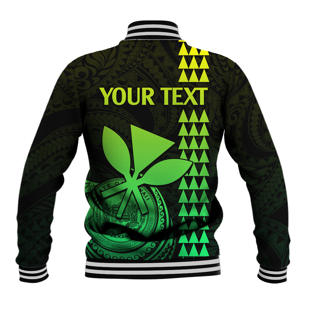 Custom Hawaii Baseball Jacket King Kamehameha - Lime LT9 - Polynesian Pride