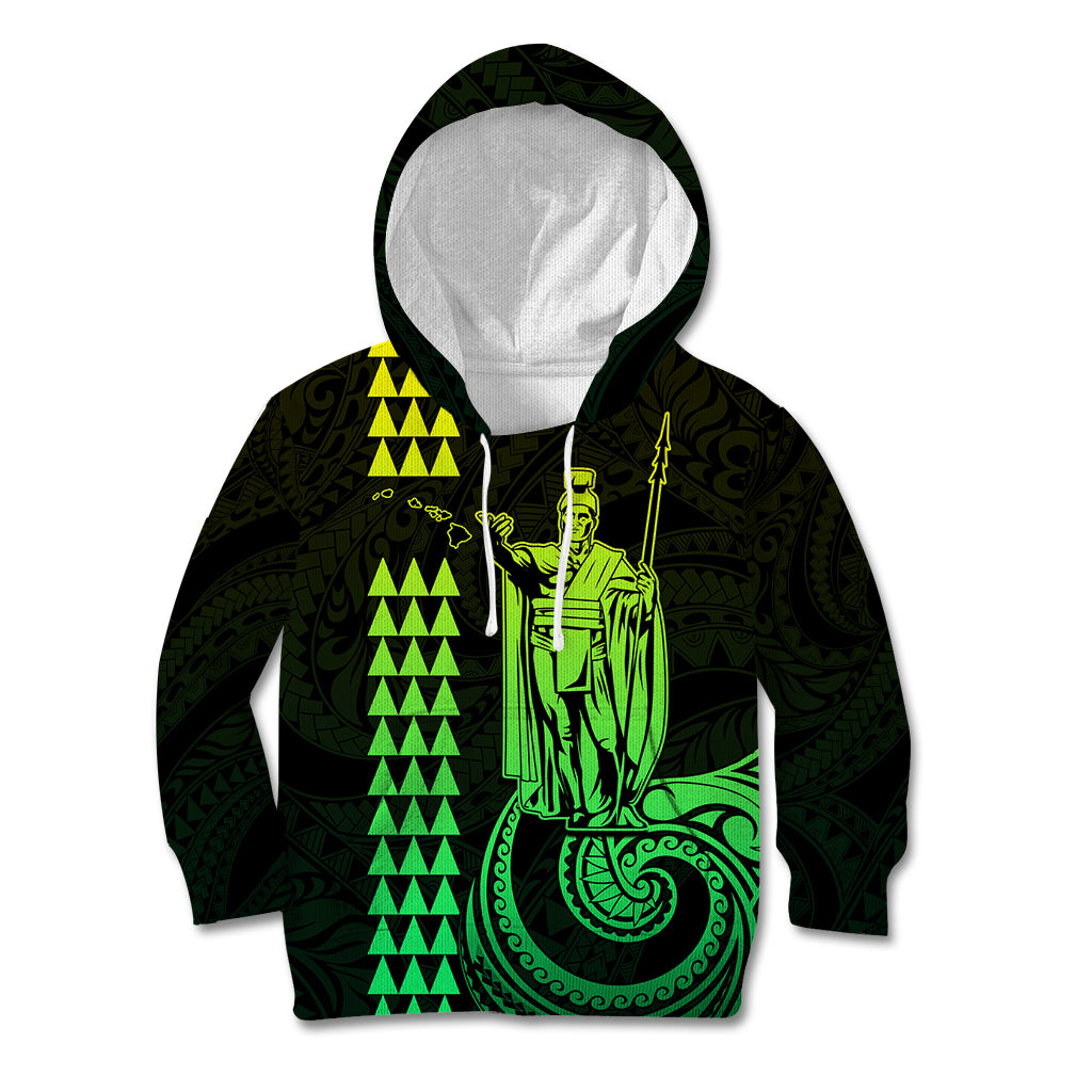 Custom Hawaii Kid Hoodie King Kamehameha - Lime LT9 Lime - Polynesian Pride