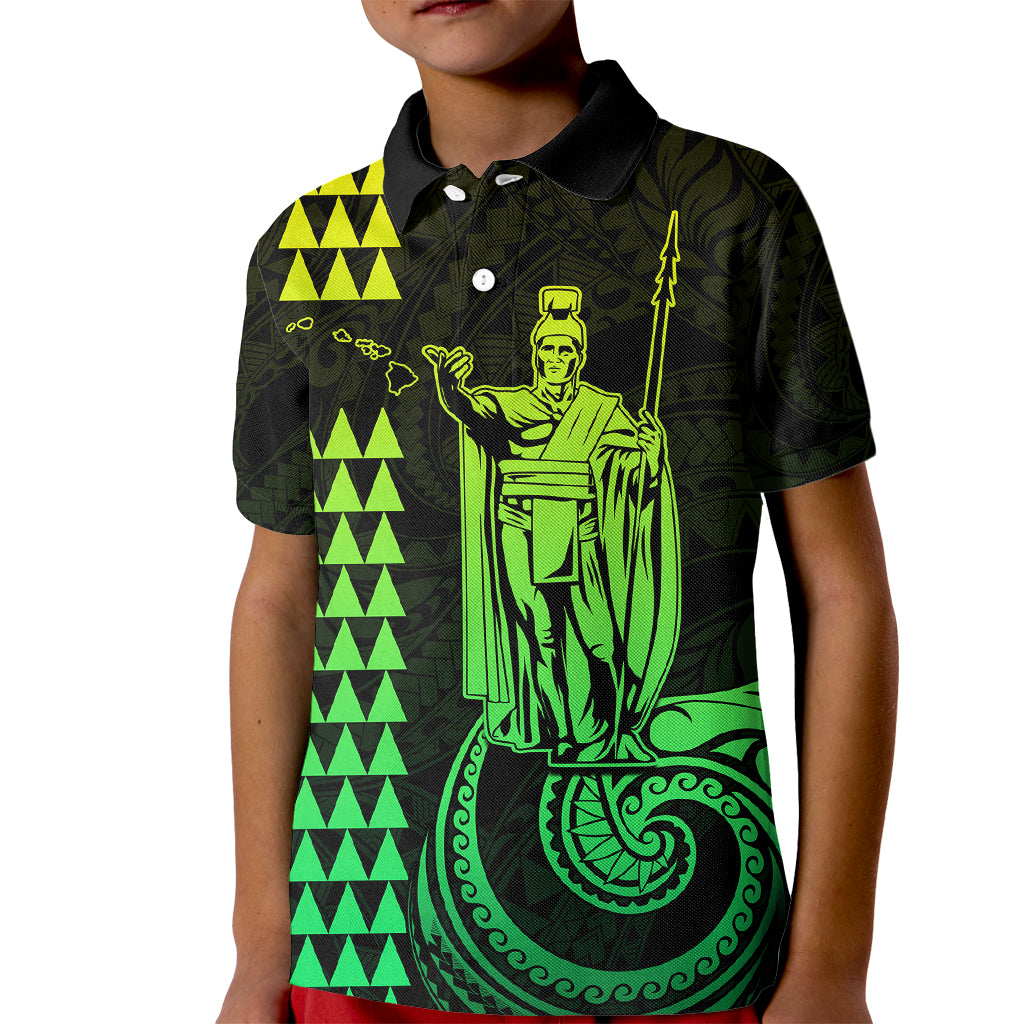 Custom Hawaii Kid Polo Shirt King Kamehameha - Lime LT9 Kid Lime - Polynesian Pride