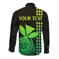 Custom Hawaii Long Sleeve Button Shirt King Kamehameha - Lime LT9 - Polynesian Pride