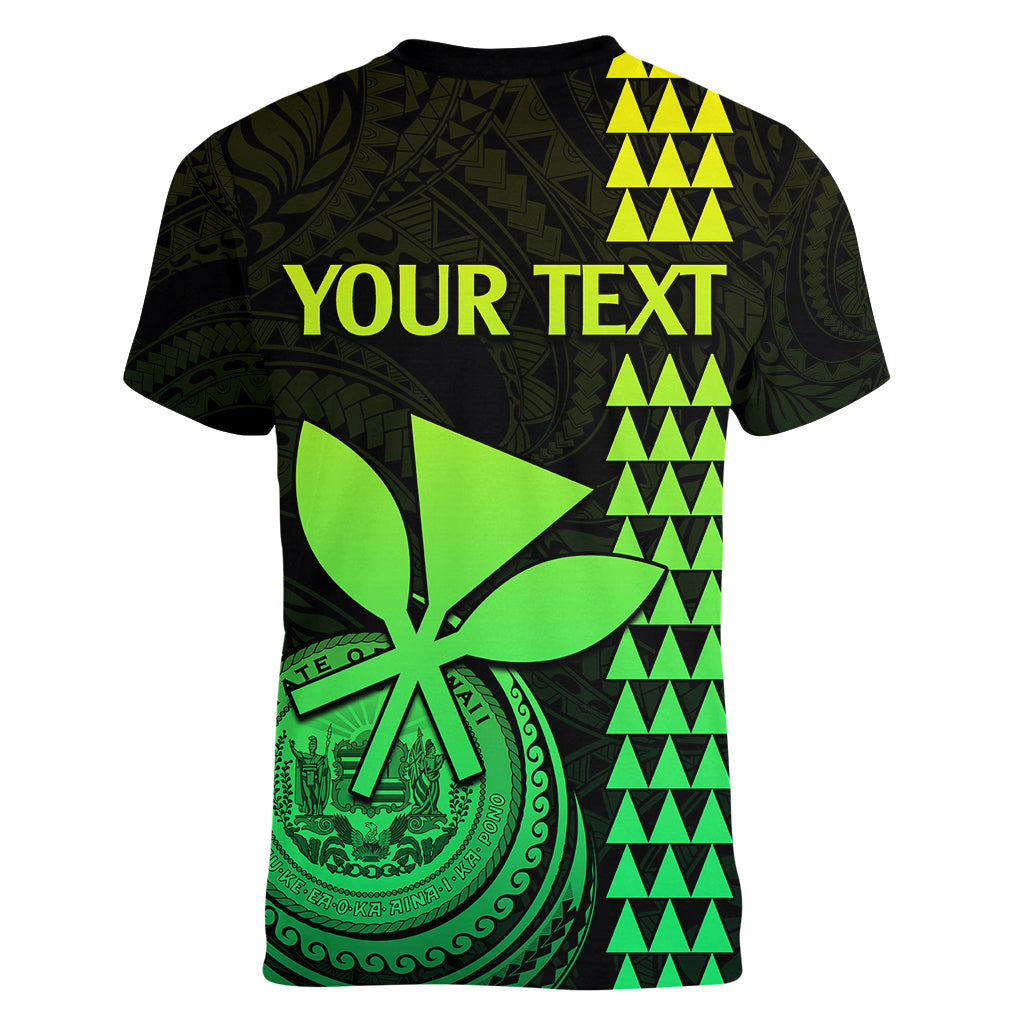 Custom Hawaii Women V Neck T Shirt King Kamehameha - Lime LT9 - Polynesian Pride