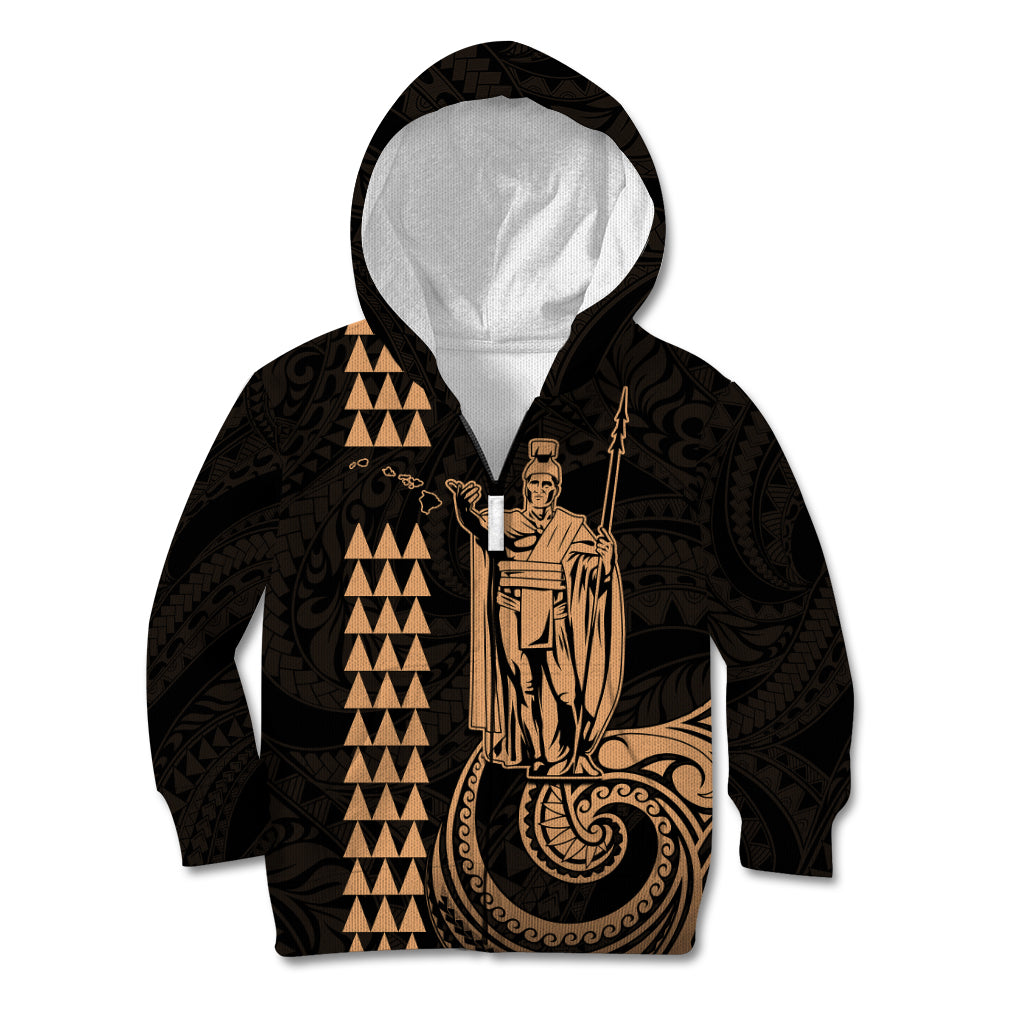 Custom Hawaii Kid Hoodie King Kamehameha - Nude LT9 - Polynesian Pride