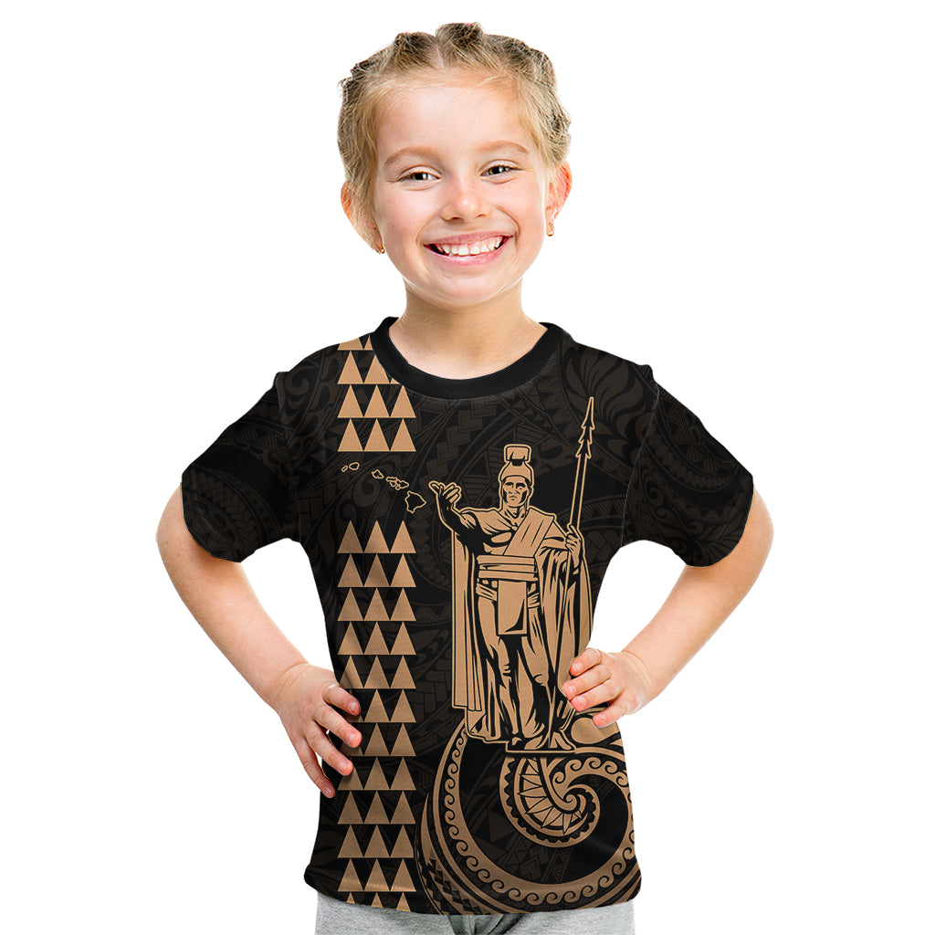 Custom Hawaii Kid T Shirt King Kamehameha - Nude LT9 Nude - Polynesian Pride