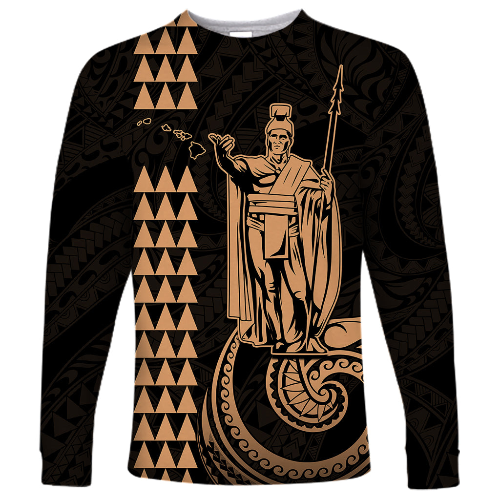 Custom Hawaii Long Sleeve Shirt King Kamehameha - Nude LT9 Unisex Nude - Polynesian Pride