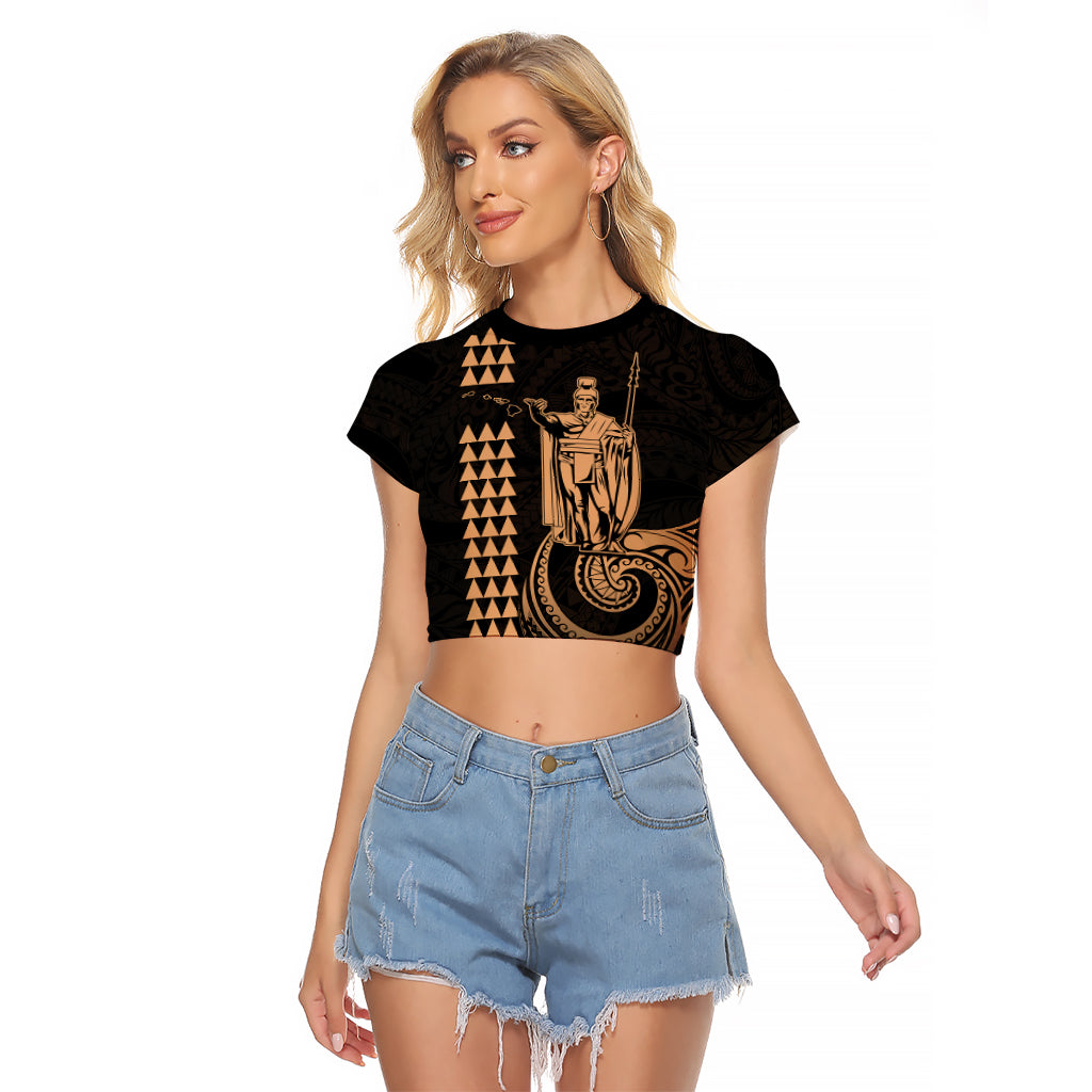 Custom Hawaii Raglan Cropped T Shirt King Kamehameha - Nude LT9 Female Nude - Polynesian Pride