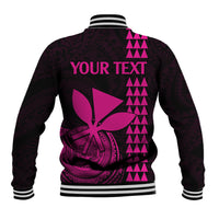 Custom Hawaii Baseball Jacket King Kamehameha - Pink LT9 - Polynesian Pride