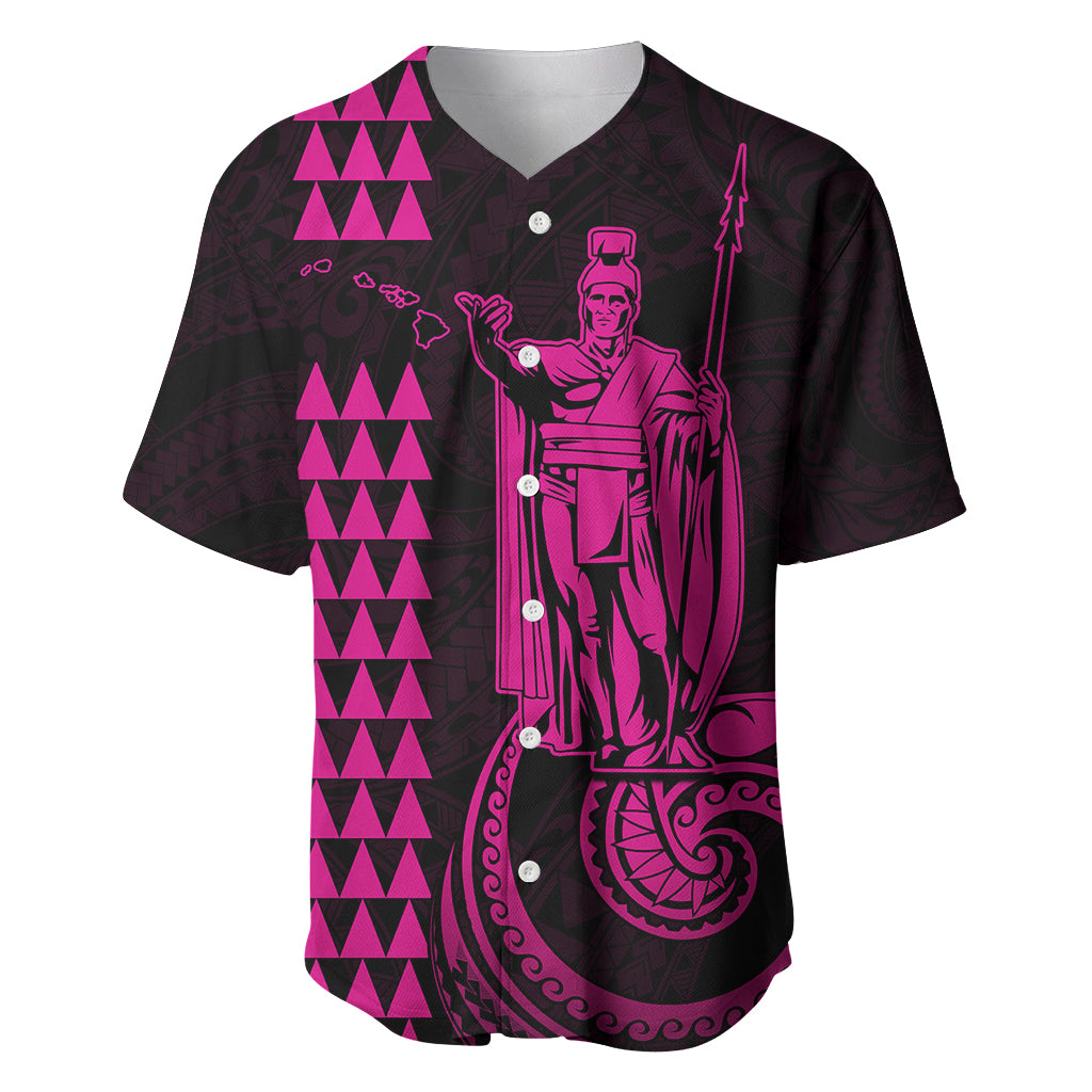 Custom Hawaii Baseball Jersey King Kamehameha - Pink LT9 Pink - Polynesian Pride