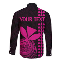 Custom Hawaii Long Sleeve Button Shirt King Kamehameha - Pink LT9 - Polynesian Pride