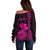 Custom Hawaii Off Shoulder Sweater King Kamehameha - Pink LT9 - Polynesian Pride