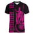 Custom Hawaii Women V Neck T Shirt King Kamehameha - Pink LT9 Female Pink - Polynesian Pride