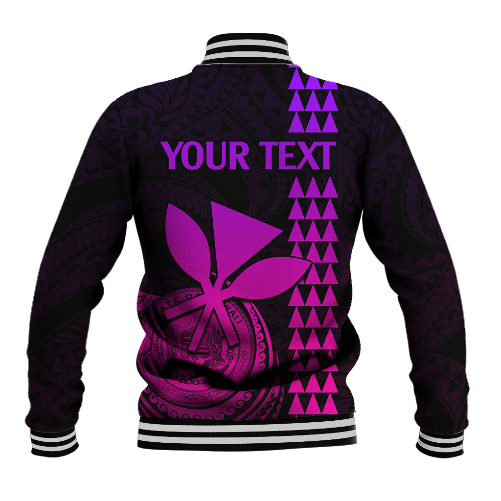 Custom Hawaii Baseball Jacket King Kamehameha - Pink Gradient LT9 - Polynesian Pride