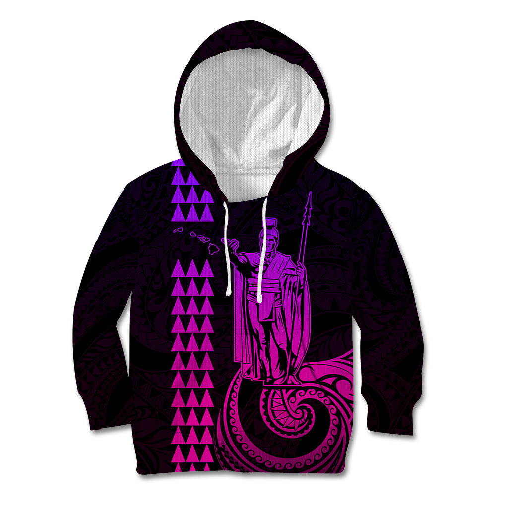 Custom Hawaii Kid Hoodie King Kamehameha - Pink Gradient LT9 Pink Gradient - Polynesian Pride