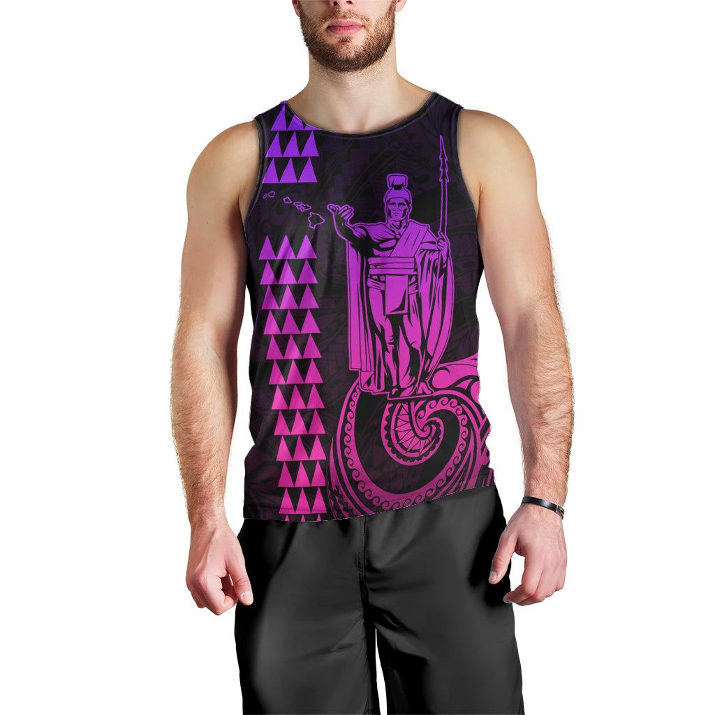 Custom Hawaii Men Tank Top King Kamehameha - Pink Gradient LT9 - Polynesian Pride